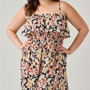 Rayon Challis Floral Ruffled Tier Dress
